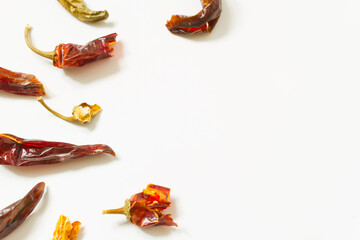 Chilli peppers on white background