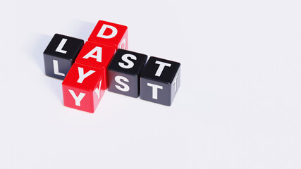 Black and Red Last Day Crossword Cube Letters