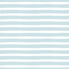 Wall murals Geometric shapes Baby blue irregular stripes vector seamless pattern. Abstract waves background. Scandinavian decorative childish surface design for nautical nursery and navy kids fabric.