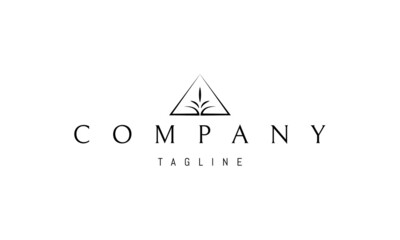 Vector logo on which an abstract image of a plant in a triangle.