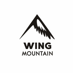  wing shaped bird, mountain silhouette logo for brand