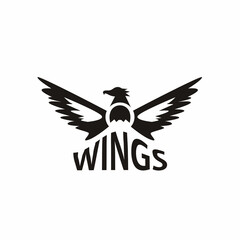 2 wings shaped bird, mountain silhouette logo for brand