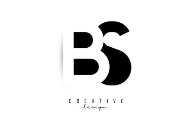 Letters BS Logo with black and white negative space design. Letters B and S with geometric typography.