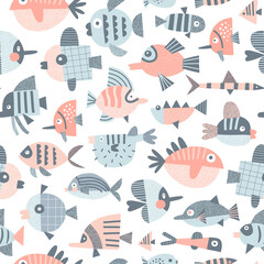 ...vector seamless pattern. ... background. Scandinavian decorative childish surface design for nautical nursery and navy kids fabric