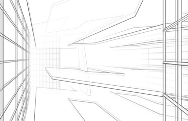Abstract architecture 3d illustration digital drawing