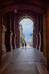 Philadelphia, Pennsylvania, USA - August 20 2021: N Broad St. view from Philadelphia city hall.