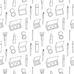 Cosmetics seamless pattern vector illustration, hand drawing doodle