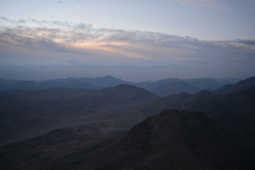 Naklejka na ściany i meble Egypt. View from Mount Sinai in the morning at sunrise.