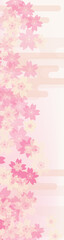 春の大売り出しバナーセット、桜とエ霞の和風イメージ、160x600