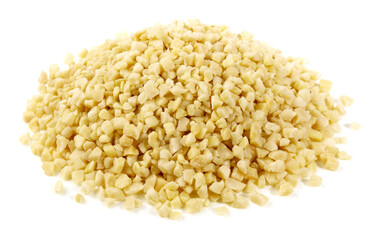 Chopped Almonds on white Background Isolated