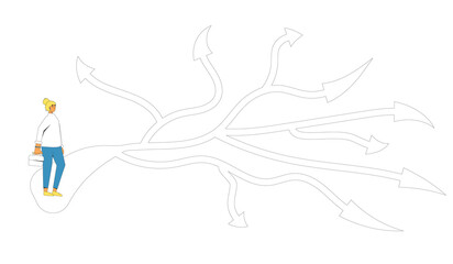 Young woman standing at crossroads. Make a decision.