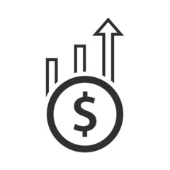 Increase money growth icon vector illustration. Thin line symbol on white background.