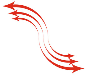 Signs and symbols, arrows of red color, on a white background