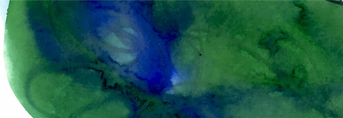 Naklejka na ściany i meble Fondo, banner de textura de acuarela en colores azules y verdes. Manchas en formas redondeadas. Textura vectorizada con espacio para texto o imagen