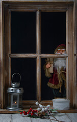 Fototapeta święta Bożego Narodzenia, Mikołaj,okno obraz