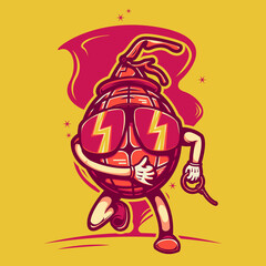 cool grenade running cartoon