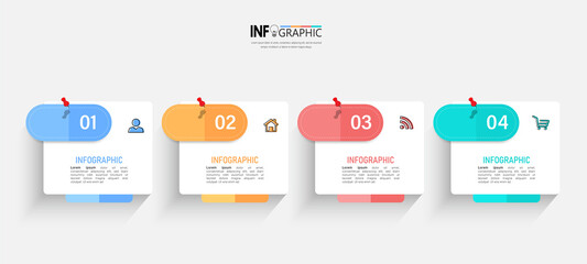 Four steps business infographics template vector.	
