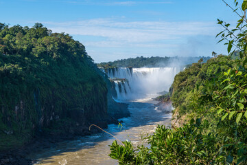 Fototapeta premium View of Iguazu Falls from argentinian side, one of the Seven Natural Wonders of the World - Puerto Iguazu, Argentina