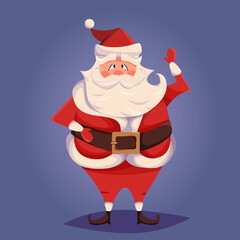 Cute Santa Claus at the blue background