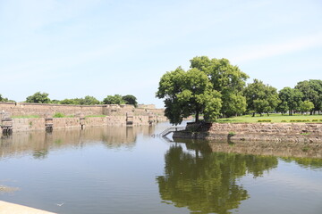 View of gardens scattered around vellore fort.