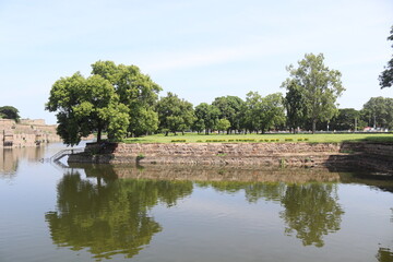 View of gardens scattered around traditional Vellore forts.