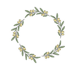 Fototapeta premium Vector decorative wreath olive branch.For labels, packaging