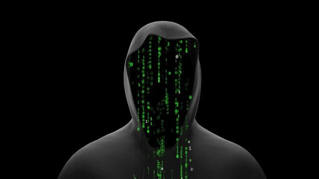 Hacker in a hoodie - matrix code