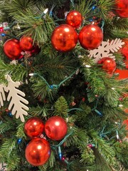 red ball on the christmas tree