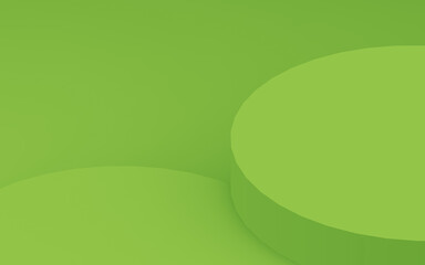 Abstract 3d green color cylinder podium minimal studio background.