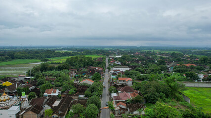 Aerial view of beautiful view in the morning at solo city. Solo, Indonesia