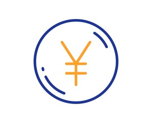 Obraz premium Yen money line icon. Jpy currency sign. Cash coin symbol. Colorful thin line outline concept. Linear style yen money icon. Editable stroke. Vector