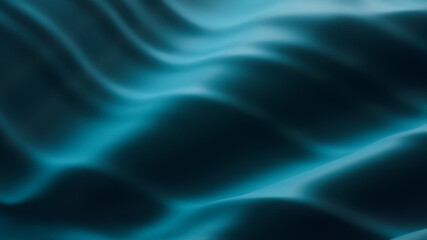 Abstract 3d render background luxury white cloth or liquid wave or wavy folds of grunge silk texture satin velvet material, luxurious background or elegant wallpaper, teal.