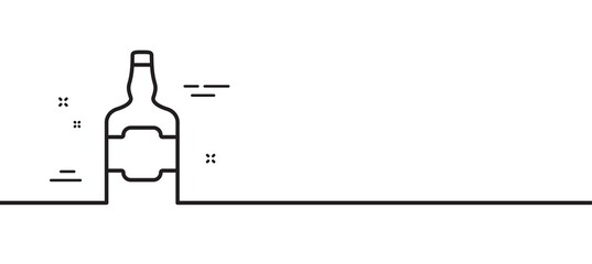 Whiskey bottle line icon. Scotch alcohol sign. Minimal line illustration background. Whiskey bottle line icon pattern banner. White web template concept. Vector