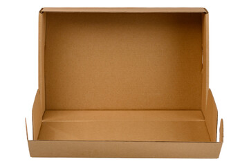 Open cardboard box top view isolated