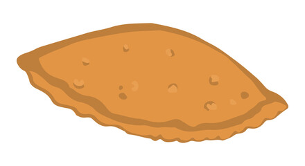 Cheburek, pastry empanada, traditional cuisine. Fried pie with stuffing, fast food single doodle. Hand drawn vector illustration in flat style. Cartoon clipart isolated on white background.