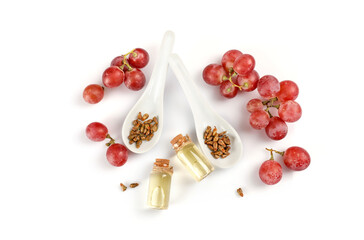 Grape Seed ,Grapes isolated on white background. Grape oil concept