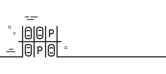 Parking place line icon. Car park sign. Transport symbol. Minimal line illustration background. Parking place line icon pattern banner. White web template concept. Vector