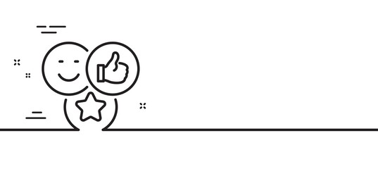 Social media likes line icon. Thumbs up sign. Positive smile feedback symbol. Minimal line illustration background. Like line icon pattern banner. White web template concept. Vector