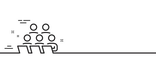 Teamwork line icon. Remote office sign. Team employees symbol. Minimal line illustration background. Teamwork line icon pattern banner. White web template concept. Vector