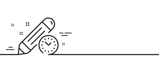 Project deadline line icon. Time management sign. Clock symbol. Minimal line illustration background. Project deadline line icon pattern banner. White web template concept. Vector