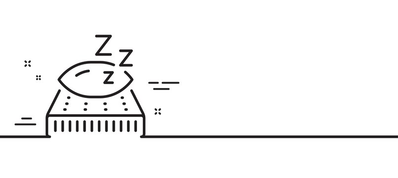 Mattress line icon. Night sleep bed rest sign. Pillow with zzz symbol. Minimal line illustration background. Mattress line icon pattern banner. White web template concept. Vector