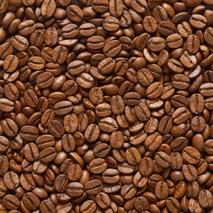 Roasted coffee beans texture or background.