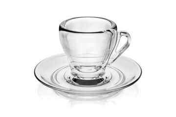 Transparent espresso coffee cup isolated on white. 3D rendering.