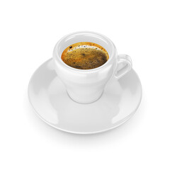 Espresso coffee cup isolated on white. 3D rendering.