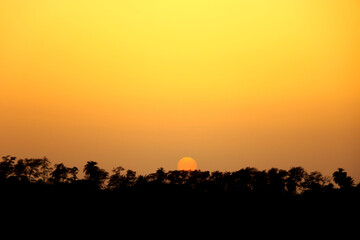 Fototapeta na wymiar Sunset view with dark and dramatic background