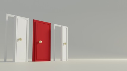 3d render, color door the matrix, entry and exit. Interior door. minimalism