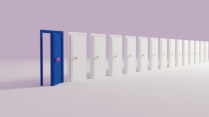 3d render, color door the matrix, entry and exit. Interior door. minimalism