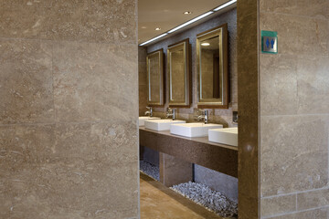 Public toilet with marble wall