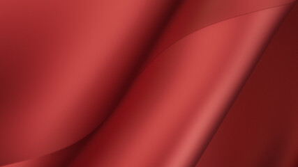 3D rendering of red cloth podium or pedestal with empty studio room, product background, template mockup for valentine's day display, love concept, geometric of square shape