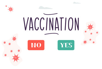 Naklejka na ściany i meble vaccination yes or no. banner vector illustration in modern style. vaccine concept